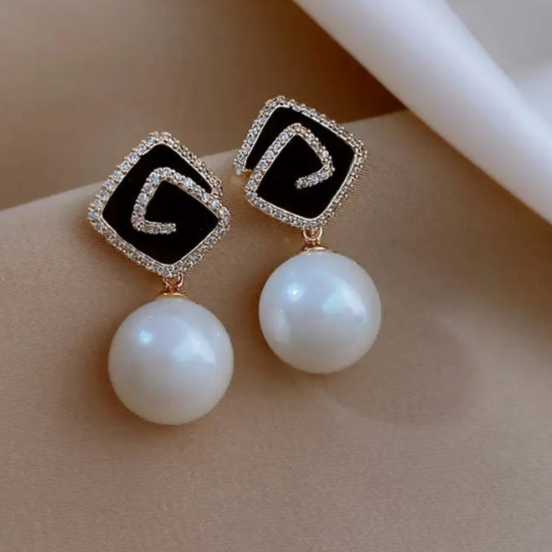 Bling Pearl Drop Earrings