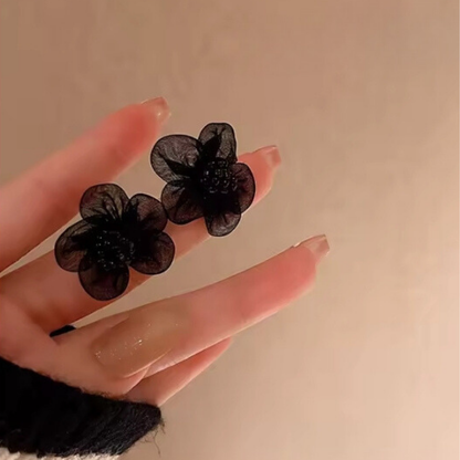 Flower Earrings Black