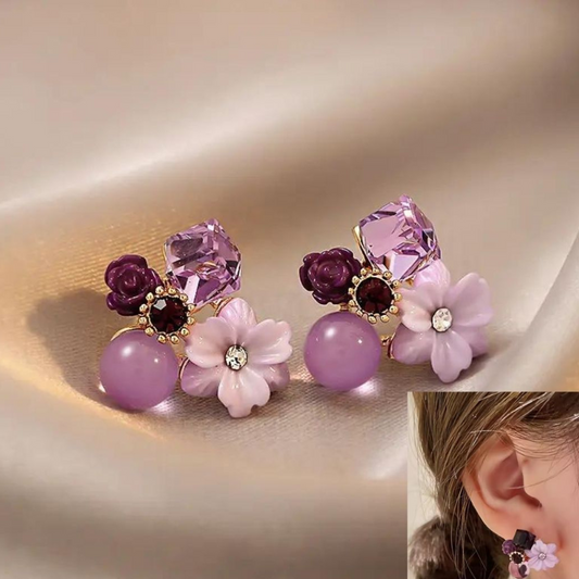 Flower Earrings Purple