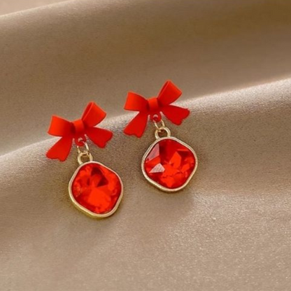 Bling Red Bow Earrings