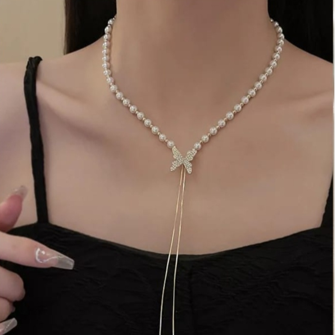 Pearls n Butterfly Necklace