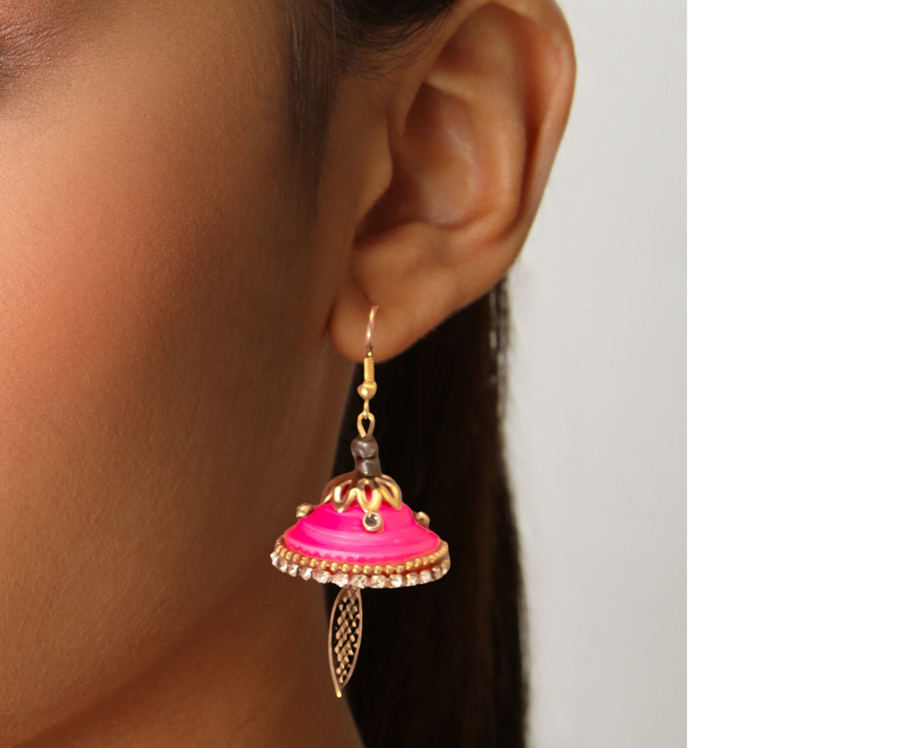 Ruby Pink Jhumka Hoops – SOKORA JEWELS