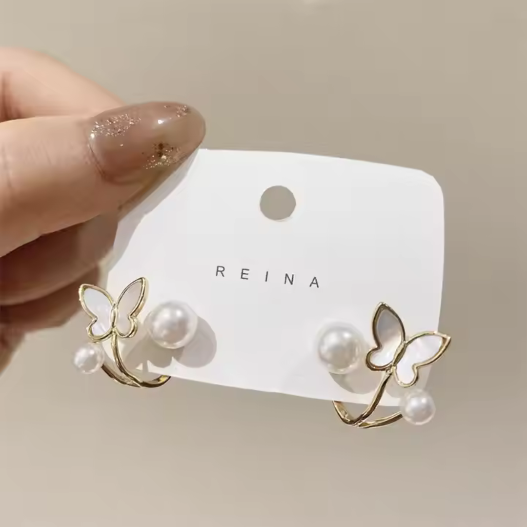 Butterfly Pearl Statement Earrings