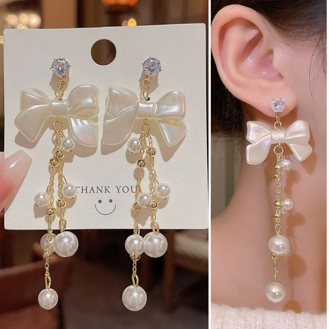 Bow Long Chain Earrings