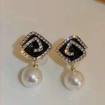 Bling Pearl Drop Earrings