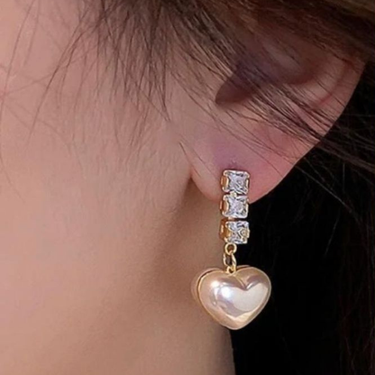 Bling Drop Heart Earrings