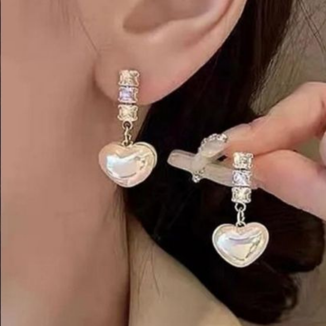 Bling Drop Heart Earrings