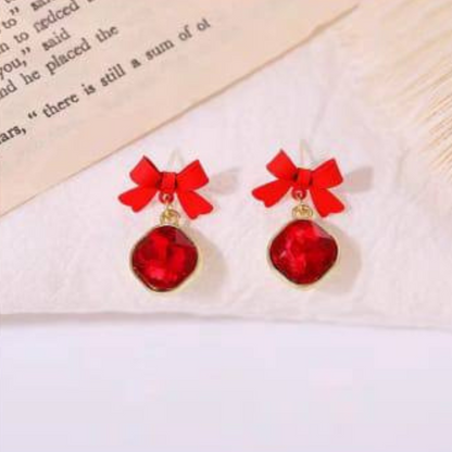 Bling Red Bow Earrings