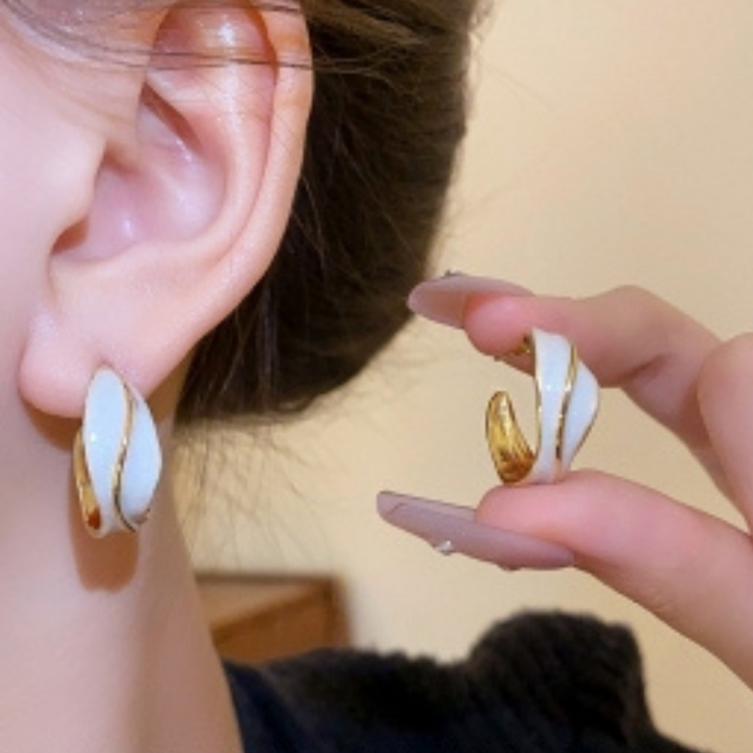 White Hoop Earrings