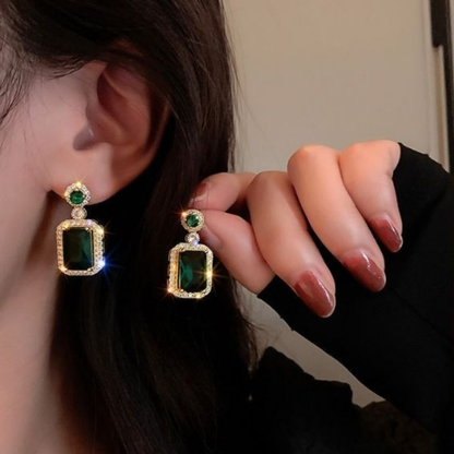 Green Statement Earrings