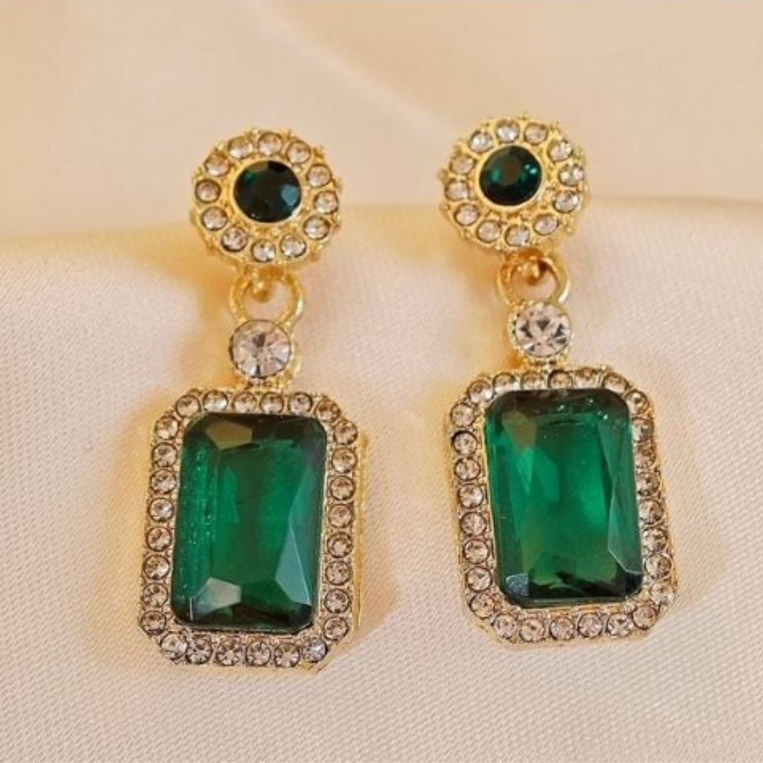 Green Statement Earrings