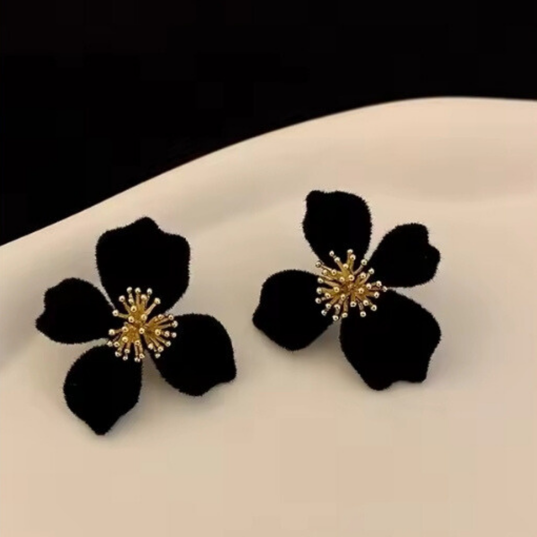 Pretty Flower Earrings Black