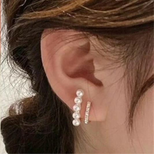 Pearl Bling Stud Earrings