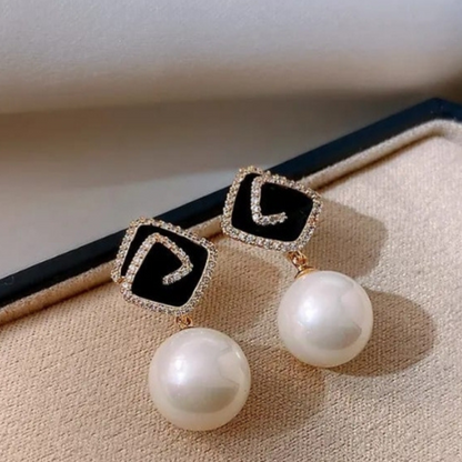 Bling Pearl Drop Earrings