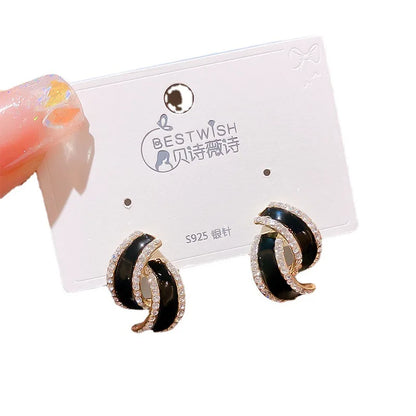 Whirl Stud Jazzy Earrings Black