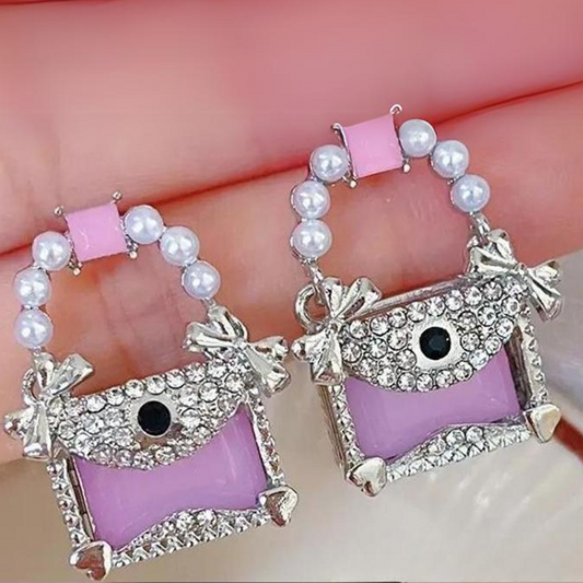 Pretty Purse Earrings Purple