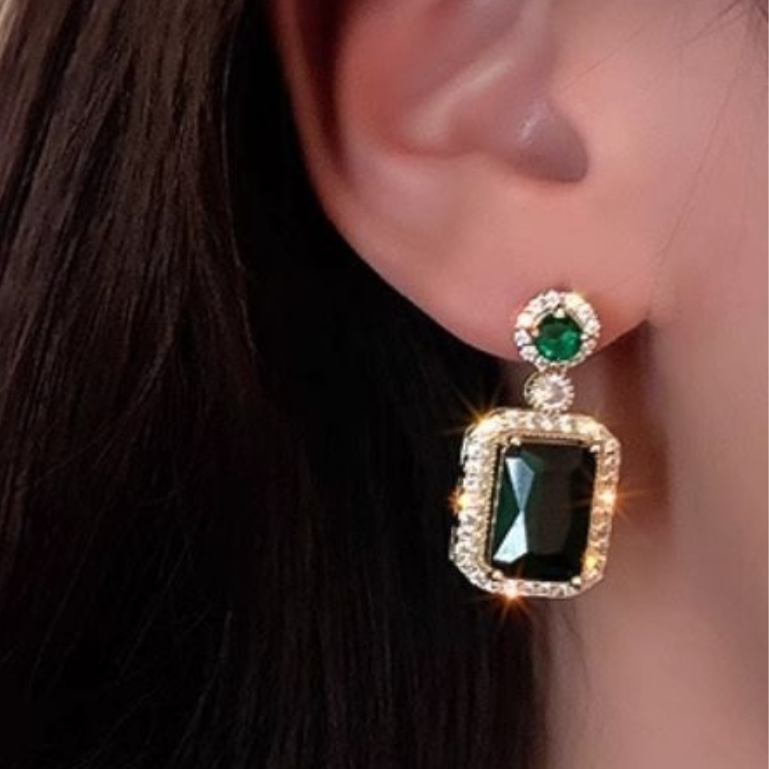 Green Statement Earrings