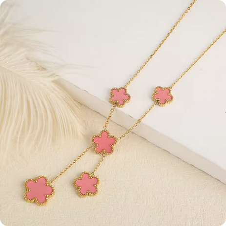 Colorful Chain Necklace Pink