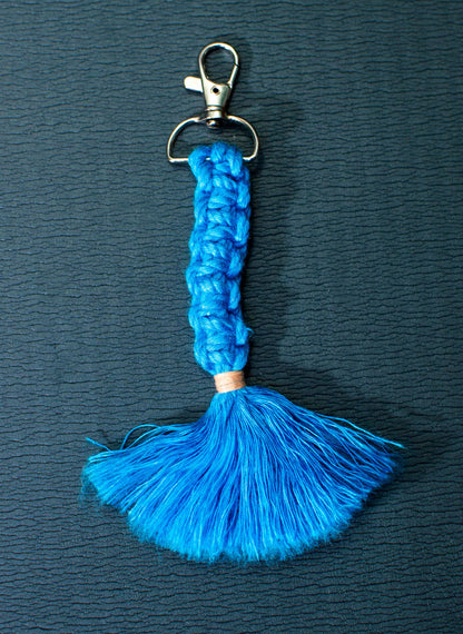 Blue Macrame Keychain / Bag Jewellery : Handmade