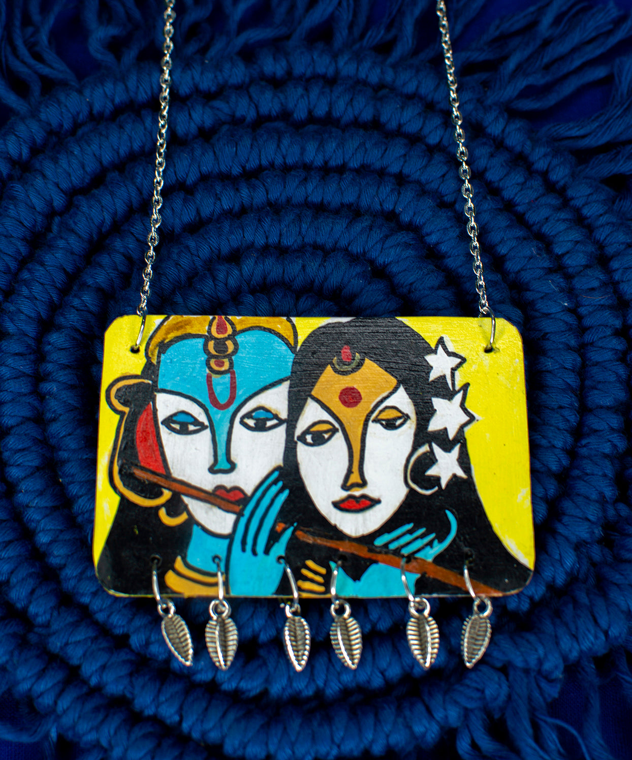 Radhe Krishna Necklace, Handpainted : Handmade