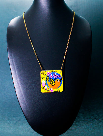 Birdie Necklace, Handpainted : Handmade