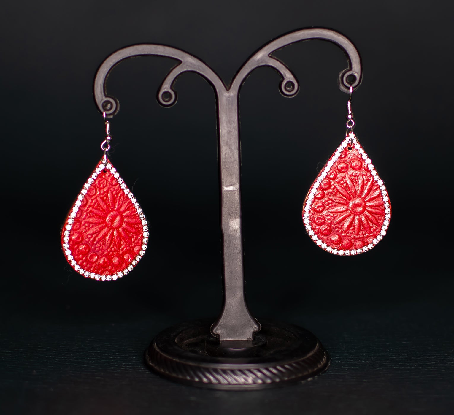 Ruby Red Drop Small Round Jadau Earrings