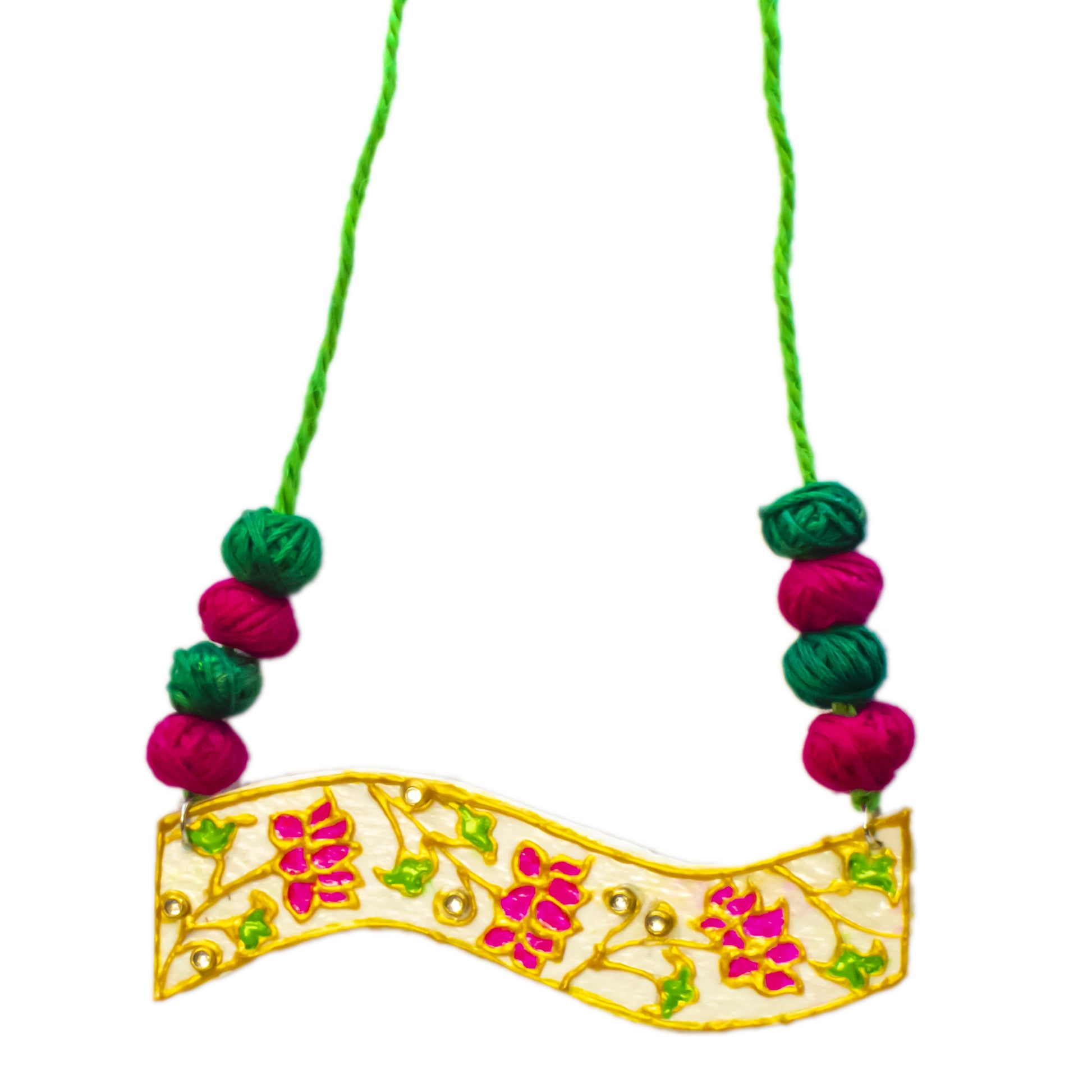 Elongated Lotus Necklace, Handpainted : Handmade Gifts l